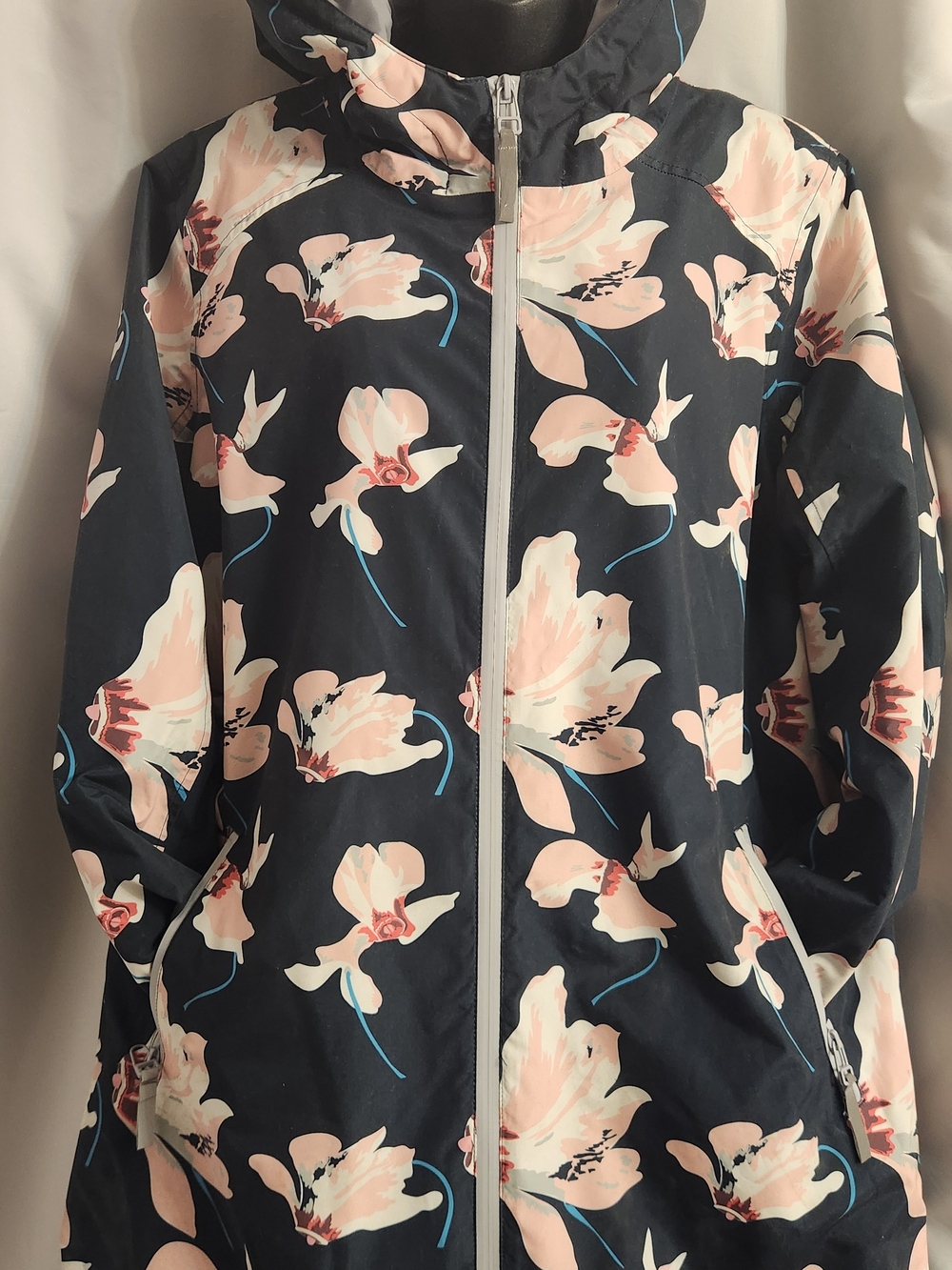🔥Like New 🔥Etage By Artic Women’s Floral Packable Hooded Jacket - Navy & Blush